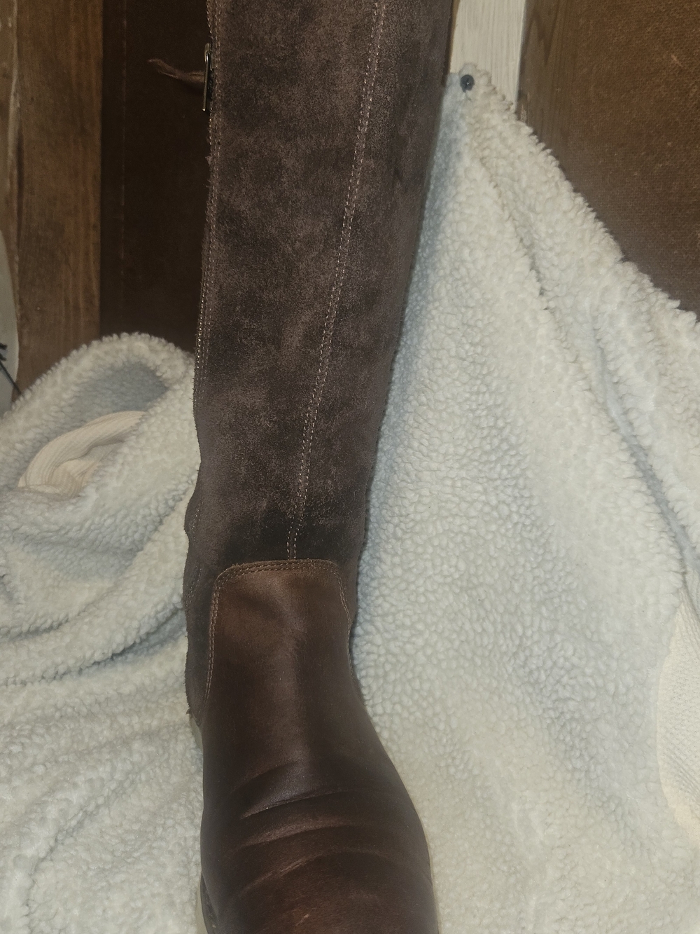 Timberland Brown Suede Boot with Brass Zipper